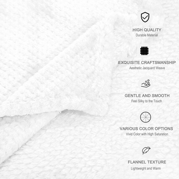 Flannel Fleece Bed Blankets Microfiber Plush 330GSM 66"x90" White - Picture 6 of 6